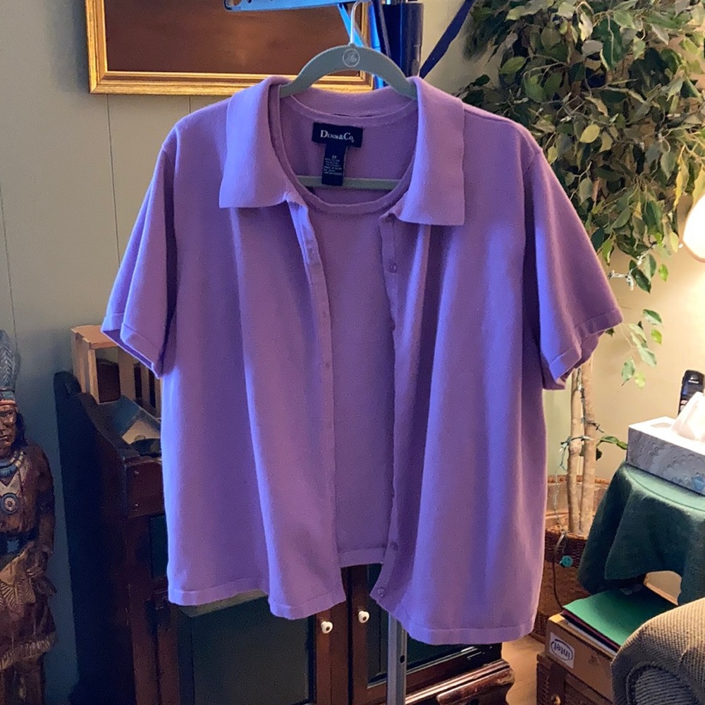 Denim & Co. short sleeve & tank Twin Set size 2X